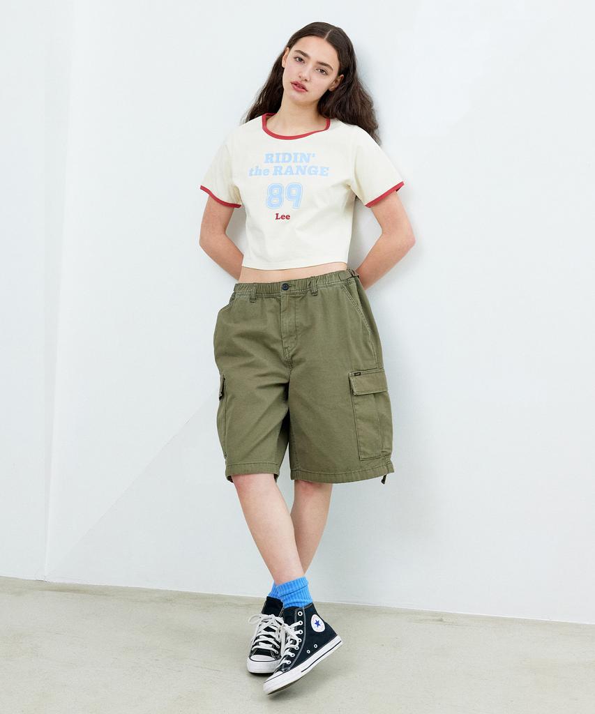 LEE Women Graphic Ringer Crop T-Shirt Cream