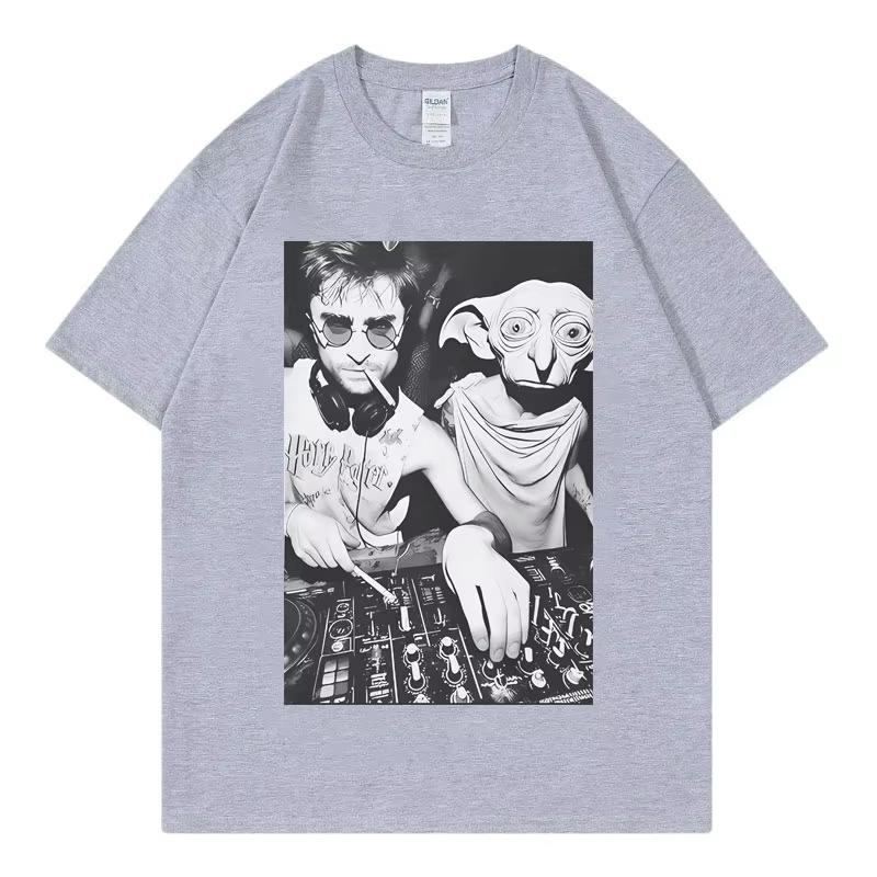 Funny With Dobby The House Elf DJ Smoking Meme T Shirt Gothic Vintage Short Sleeve T-shirt Unisex Casual Loose T-shirts