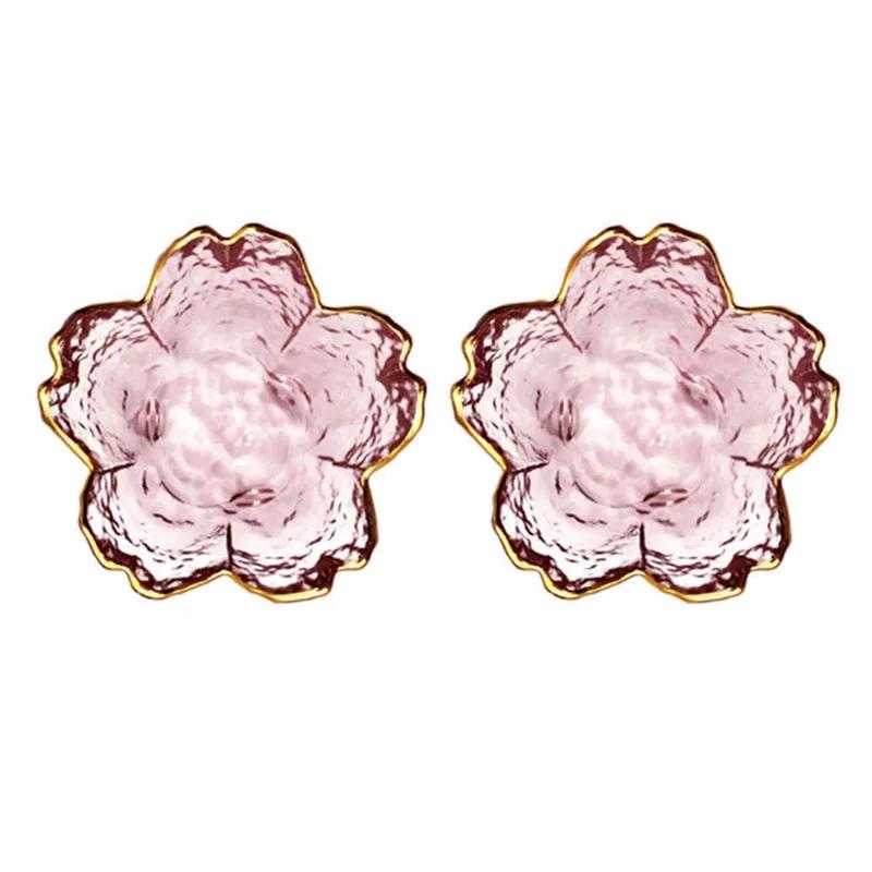 

1-3 шт. Маленькая стеклянная тарелка в японском стиле с золотой каймой, мини-приправа, десерт, милый стиль, миска с сакурой для мороженого, салат