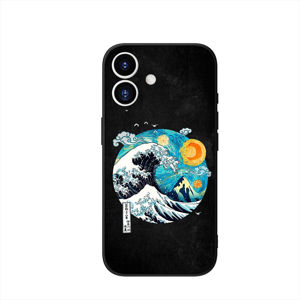 

The Great Wave of Kanagawa Phone Cover Case for Apple iPhone 16 15 14 Plus 13 12 Mini 17 Pro Max + 16E Air 16+ ProMax Casing iPhone17 Pro