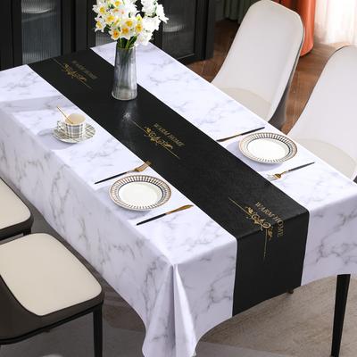 High Quality Chinese PVC Tablecloth Light and Luxurious Simple Waterproof Oil Proof Rectangular Tablecloth Tea Table Cloth