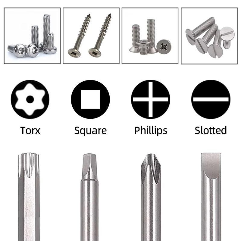 Magnetic Screwdriver Bits Set Slotted Phillips Torx Hex Head Drill Bit 1/4" Hex 50/65/100mm S2 Steel Screw Driver Hand Tools