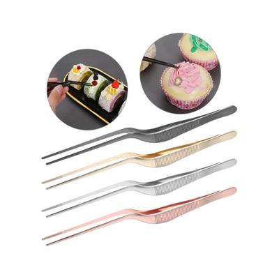 New Serving Presentation Kitchen Tool Stainless Steel Food Tweezer BBQ Clip Barbecue Tongs