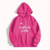 Ladies Spring Autumn Casual Hooded Long Sleeve Big Pocket Love Heart Letter Printed Pullover Hoodies Sweatshirt Top