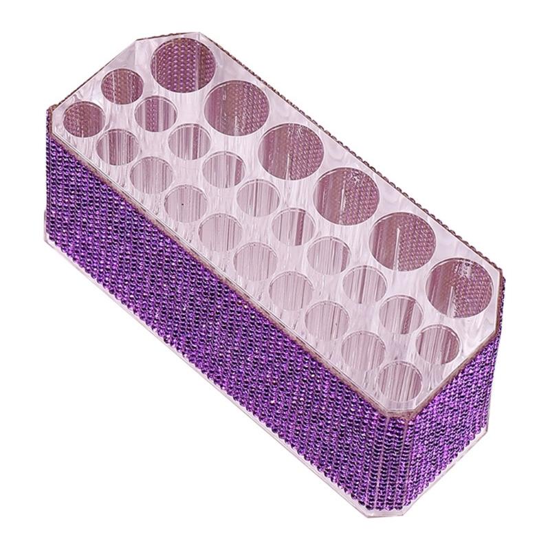Multipurpose 26 Slot Makeup Brush Stand Rhinestones Acrylic Pen Organiser Cosmetic Brush Stand Vanity Organiser Rack