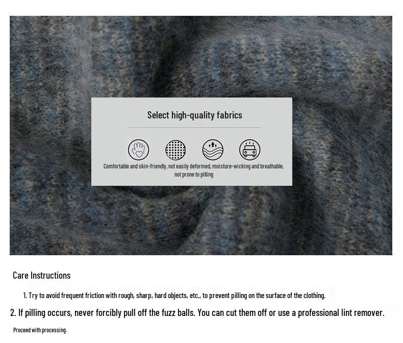 Men's Autumn/Winter Gradient Henley Sweater - Loose, Trendy Knitted Pullover