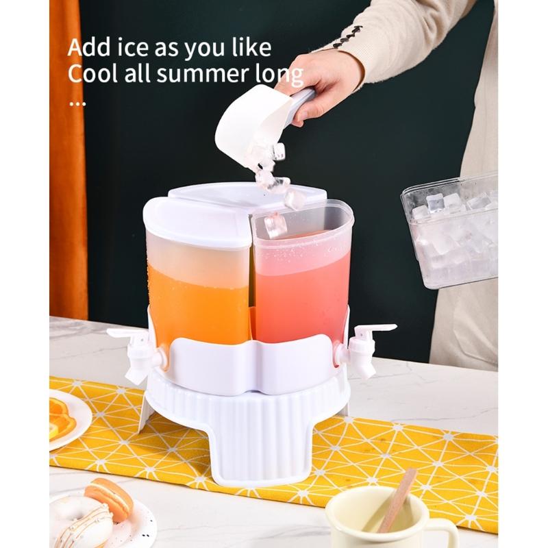Rotating 3 Spigots Refrigerator Pitcher Dispenser High Capacity Leakproof Fruit Teas Container For Family Outdoor Use