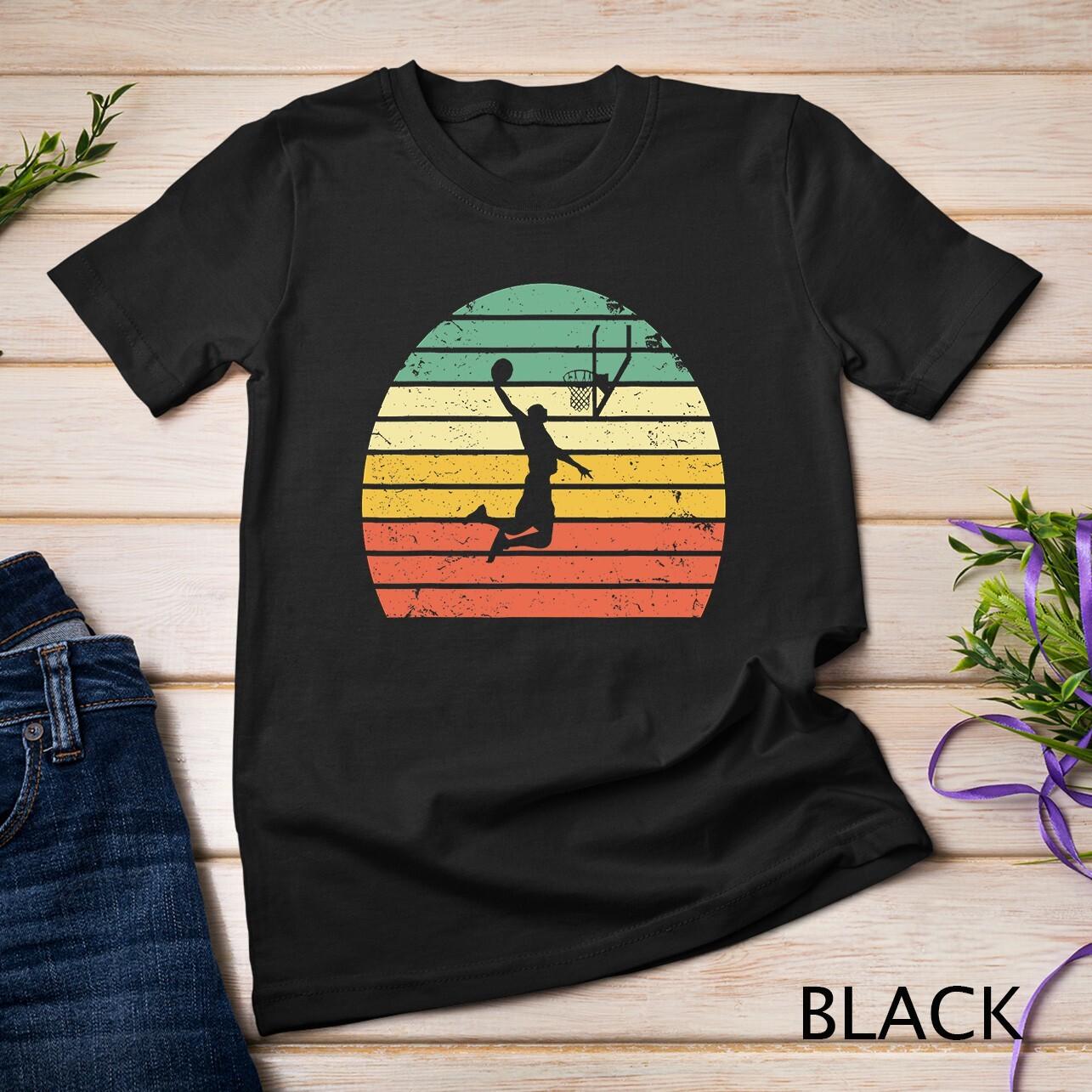 Vintage Retro Basketball Dunk Shirt Sunset Colorful T-Shirt Mens Womens Tees Top Unisex T-Shirt Mens Womens Tees Top L