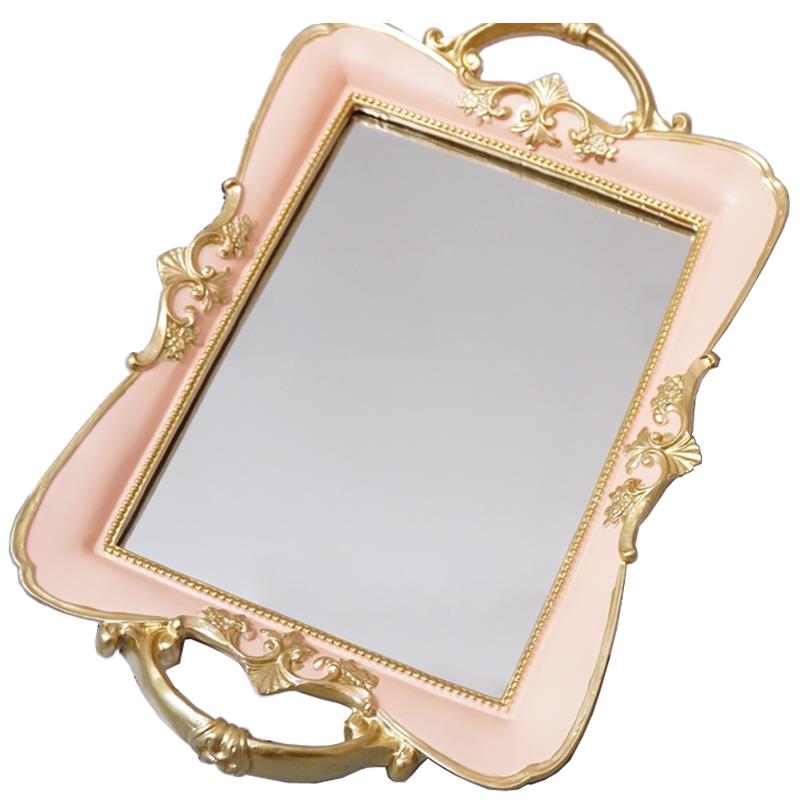 Europejski Szklany Taca Lustrzana Retro Rzeźbiona Żywica Dekoracja Stołu Weselnego z Deserami Przechowywanie