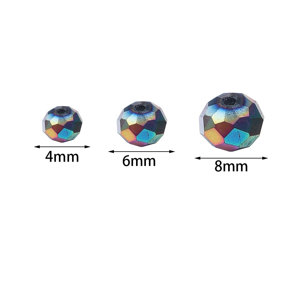 100-200pcs 4/6/8mm Faceted Glass Beads Colorful Transparent Loose Beads For Jewelry Making DIY Bracelets Necklace Accessories