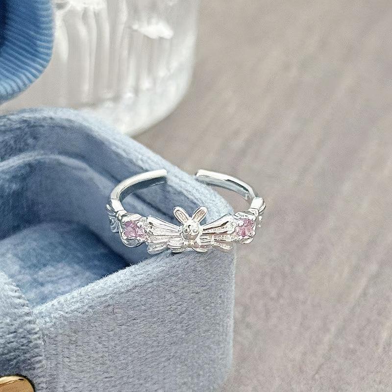 Bright Light Luxury, High-End Sense, Niche Exquisite Girl'S Heart Ring, Sweet And Cool Colored Treasure, Pink Zir*****Pen Ring.