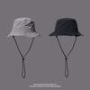 Summer Quick-drying Hat, Black Fisherman's Hat, Children's Solid Color Windproof Rope Basin Hat, Sunshade Sunscreen Hat, Men's Trend