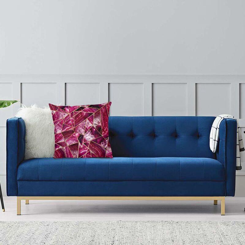 Roze Fuchsia Witte Agaat Gouden Geometrische Driehoeken Kussensloop 40x40 cm voor Bank Luxe Kussenhoes Vierkante Kussensloop