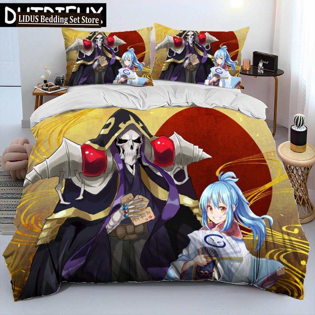 Ich wurde als Schleim wiedergeboren Anime Bettdecke Bettwäscheset,Bettbezug Bettset Steppdecke Kissenbezug,King Queen Size Bettwäscheset