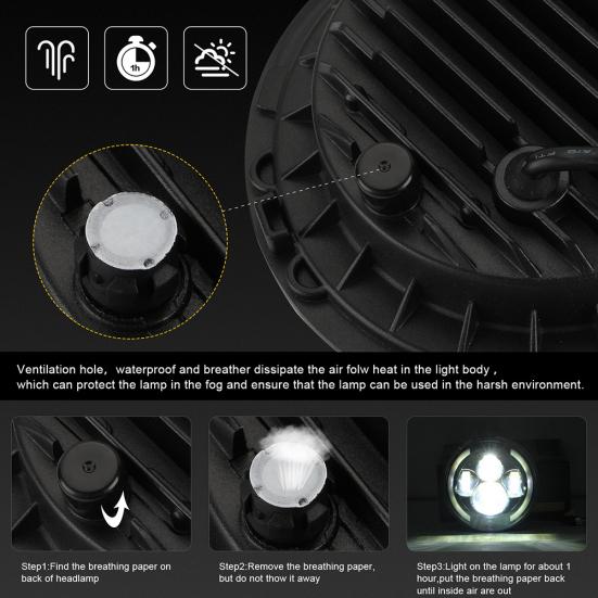 200W 7 Inches LED Headlights Halo Angle Eye Hi/Lo Beam DRL for Jeep Wrangler