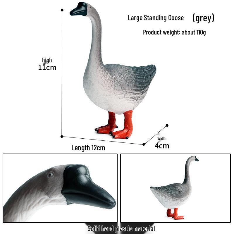 Realistic Farm Animal Models: Big Yellow Duck, Rooster, Turkey, Goose, and Swan