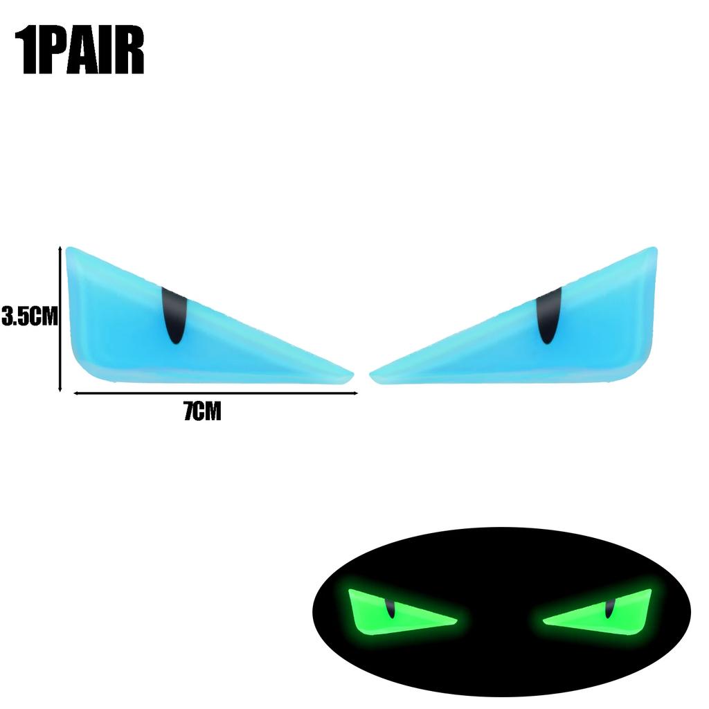 1 Pair New Motorcycle Headlight Luminous Stickers Devil Eye Dazzle Colour 3D Decals Motorbike Body Waterproof Decoration Sticker
