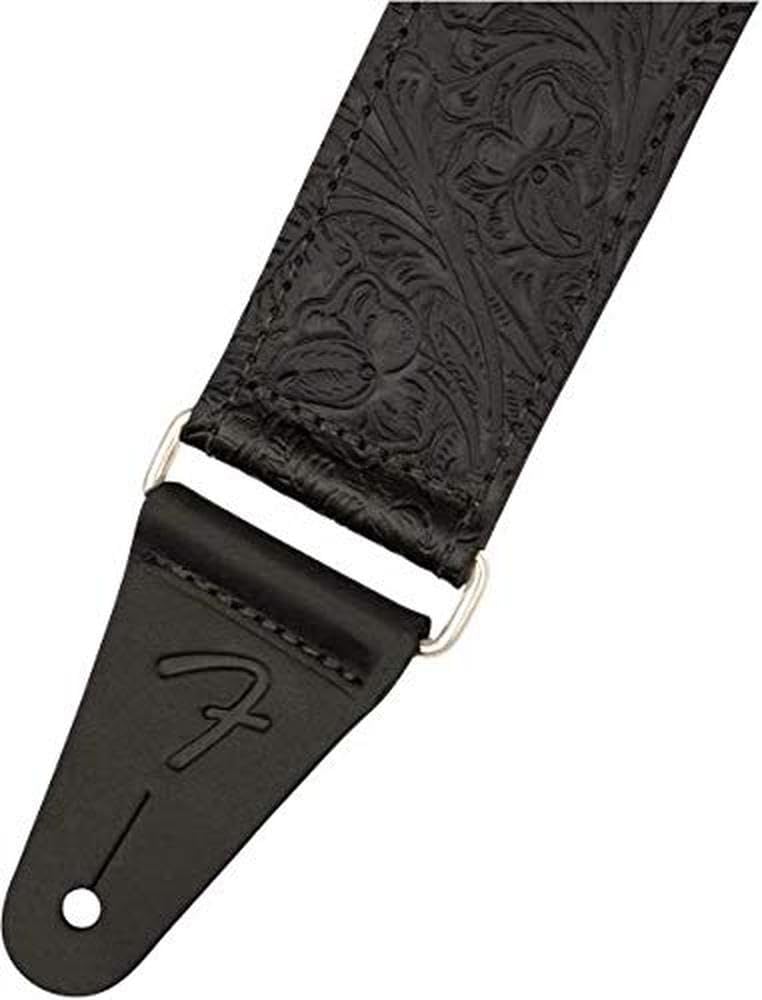 Strap Tooled Leather Guitar Black [Fender] Strap, 2”,