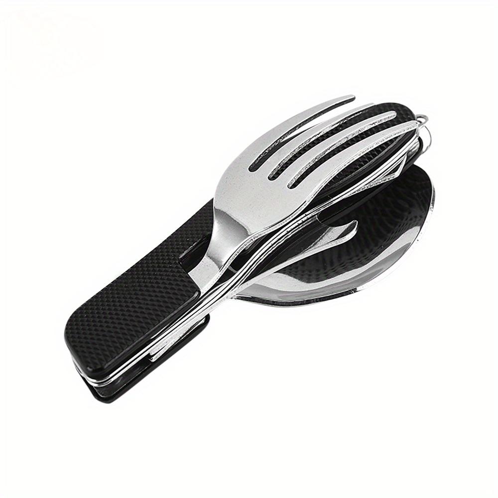 Outdoor Camping Portable Fork Knife Tableware Tools Stainless Steel Multi-Function Folding Spoon&Fork Knife Travel Sets