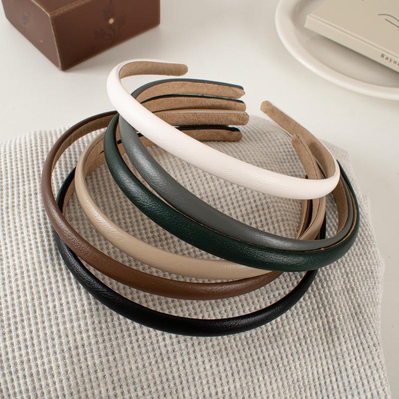 2pc Fashion PU Solid Bezel Headwear Women Headband Girls Vintage Hair Bands Hairband Hoop for Holiday Party Hair Accessories