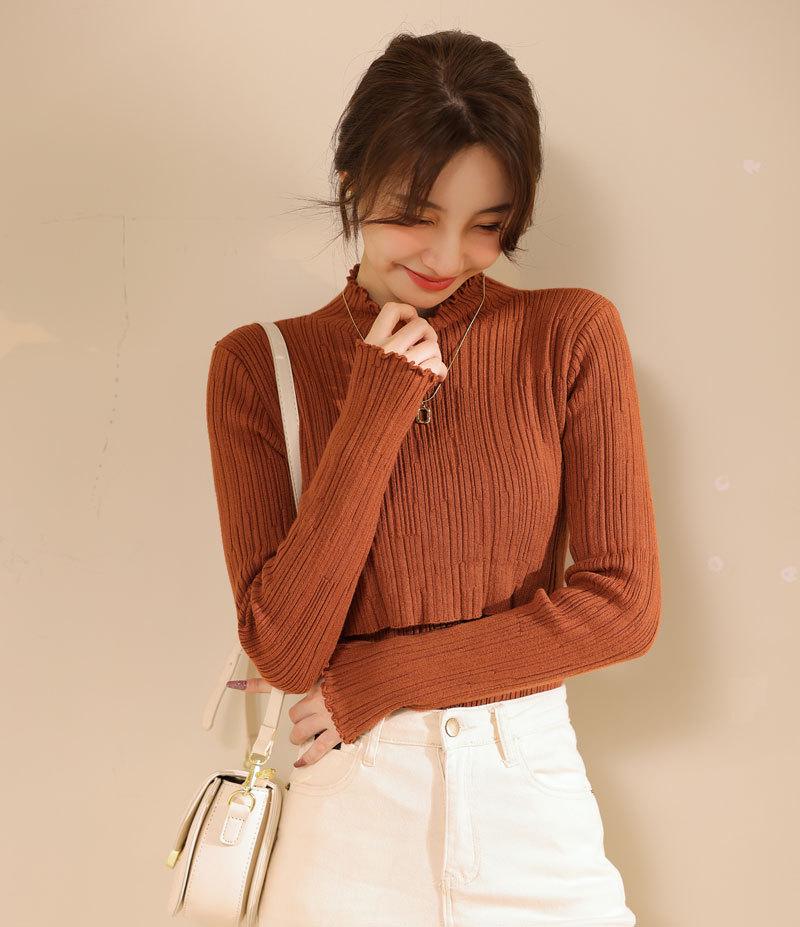 2024 Autumn/Winter Maternity Ruffle Neck Nursing Sweater - Stylish, Warm, Versatile Postpartum Wear