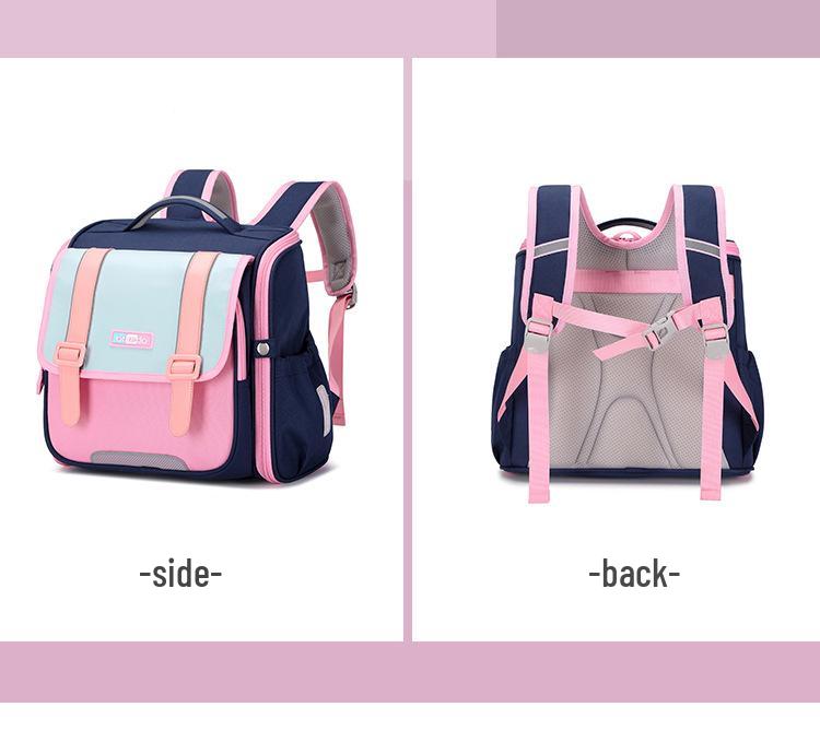 British-Style Lightweight Backpack for Elementary Students: 1-4 Grades, Spine Protection, Large Capacity
