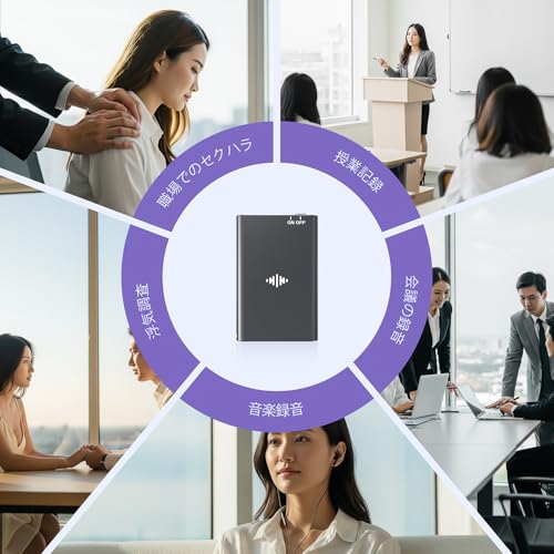 64GB High-Capacity Voice Recorder, Ultra-Compact, 48-Hour Continuous Recording, VOR Voice Activated Recording, OTG Smartphone Connection, Noise Cancel