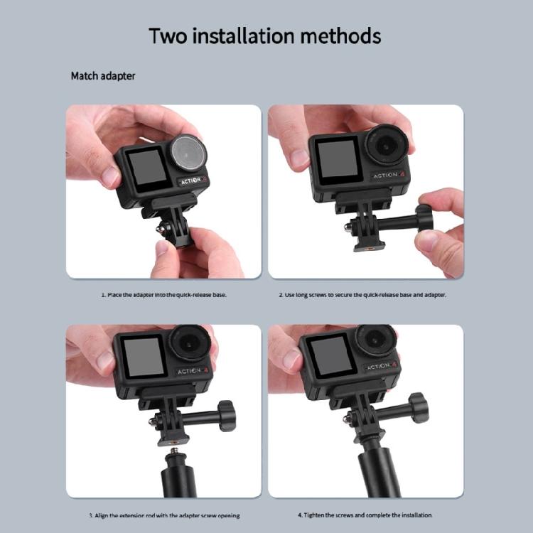 Aluminum Camera Extension Rod for POCKET 3,X5 Action Cameras Selfie Stick Secure Grip Handle Metal Construction