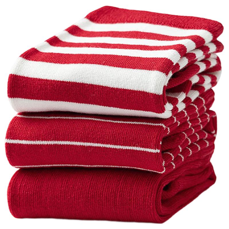 Balabala Kids  Striped Cotton Mid-Calf Socks (3-Pack) 9-12 Years