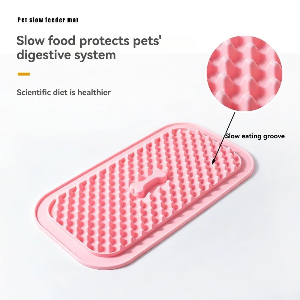 Silicone Dog Slow Feeder Mat, Anti-slip Lick Pad, Prevent Choking & Overeating for Dogs Cats