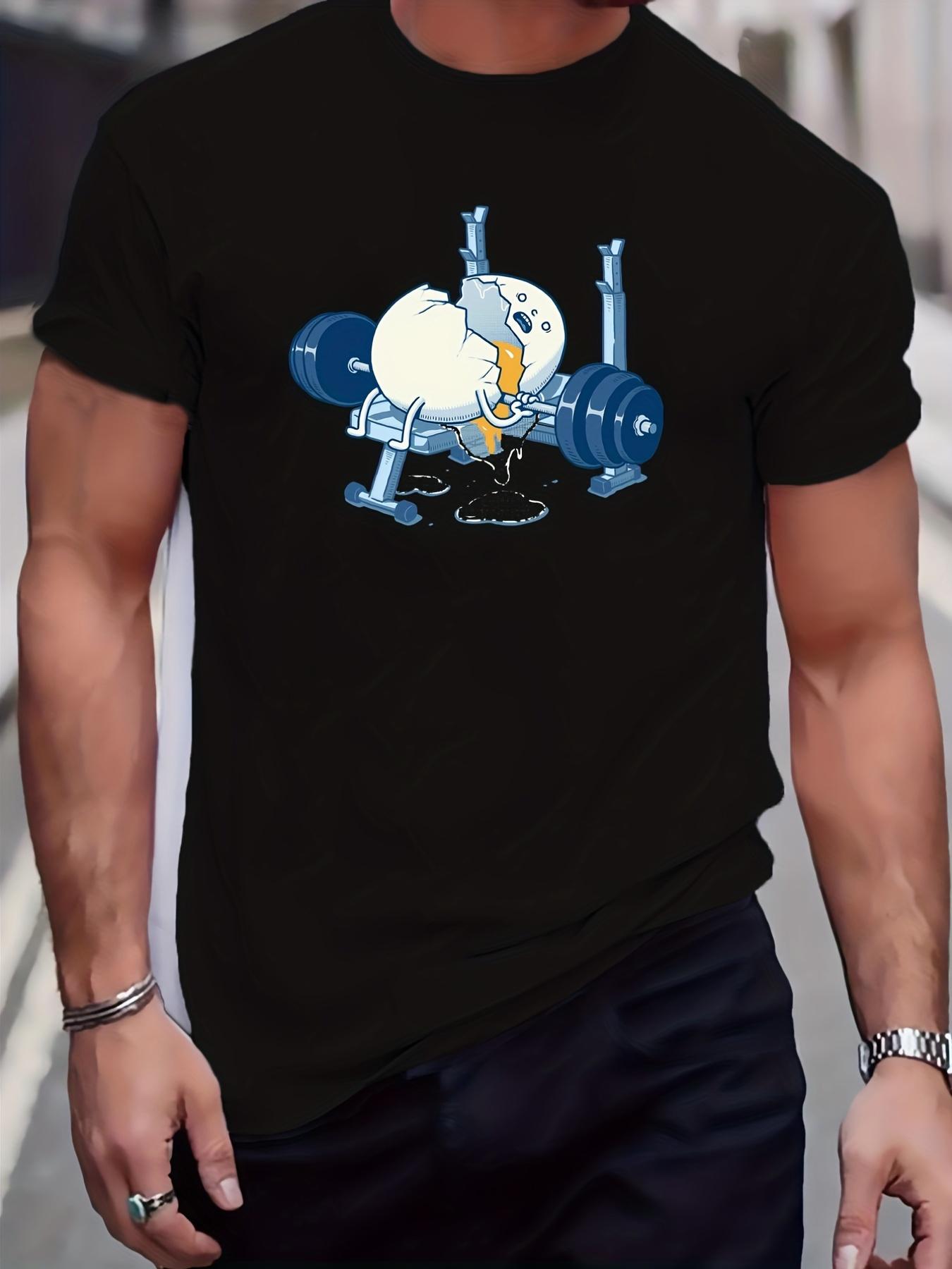 

Funny Weightlifting Breaking Eggs Graphic T-shirt - 100% Cotton Oversized Black Tee for Summer Gym & Casual Wear S