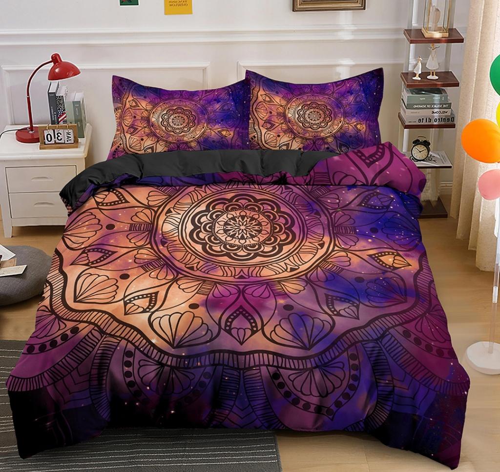 King Size Mandala Duvet Cover Queen King Quilt Cover Psychedelic Bohemian Luxury Bedding Set 3 Piece Set With 2 Pillowcases
