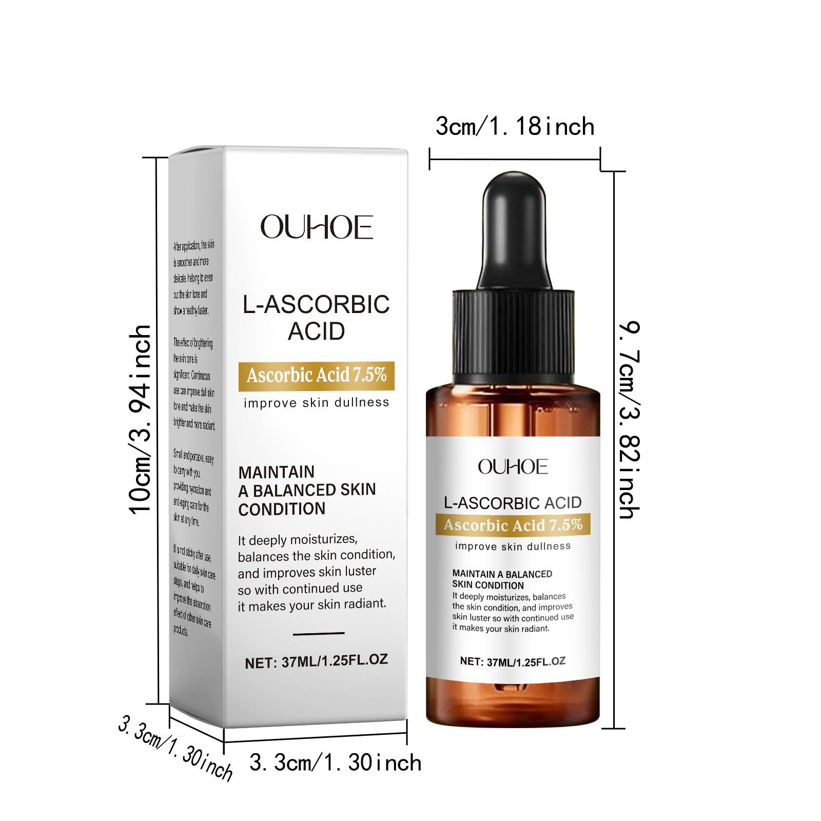 

OUHOE Аскорбиновая кислота Сыворотка Тонкие линии Удаление морщин Сужение пор Увлажнение Подтяжка Контролирующая жирность Отбеливающая эссенция для лица 37ml Boxed