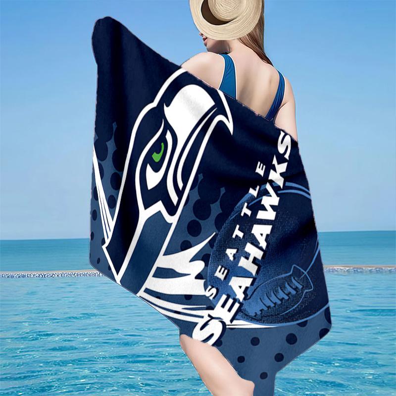Asciugamano da Spiaggia in Microfibra Logo Seattle Seahawks, Leggero e Asciugatura Rapida, per Viaggi Estivi, Essenziale per la Spiaggia, Piscina