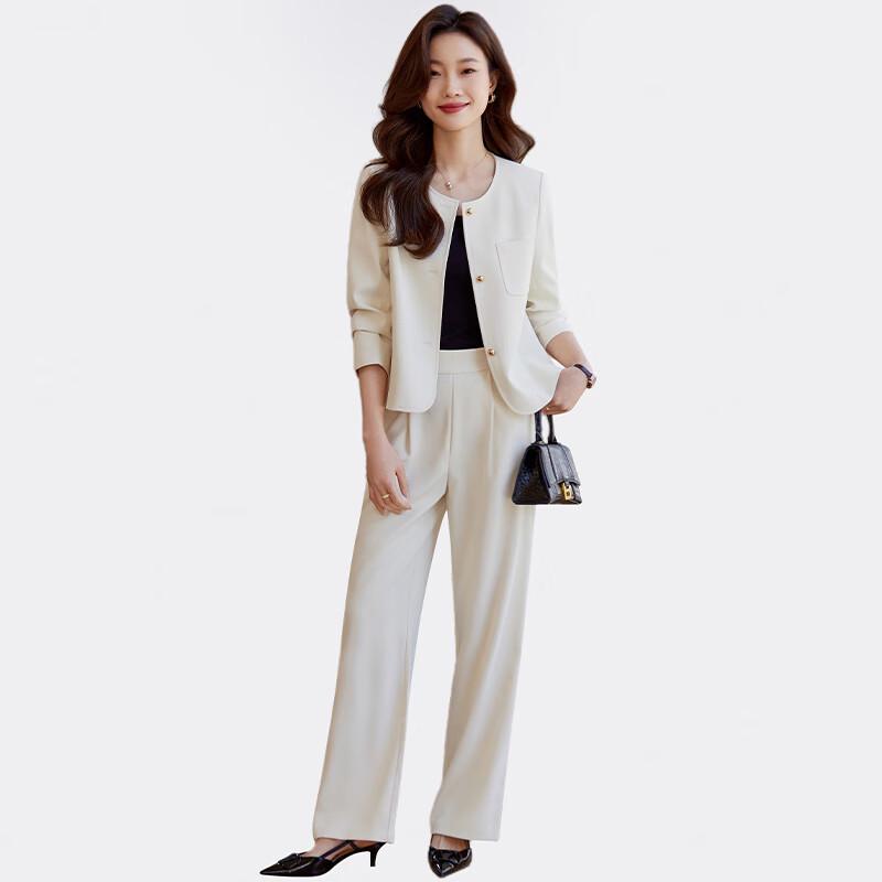 Элегантный женский короткий блейзер и брюки прямого кроя 2XL
