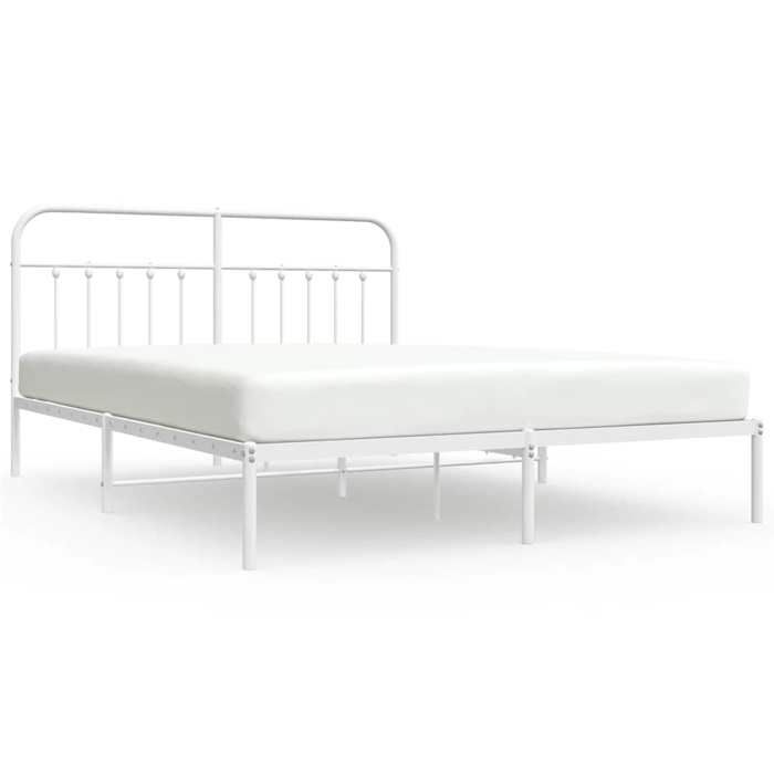 VidaXL Cadre de lit métal avec tête de lit blanc 180x200 cm 352631