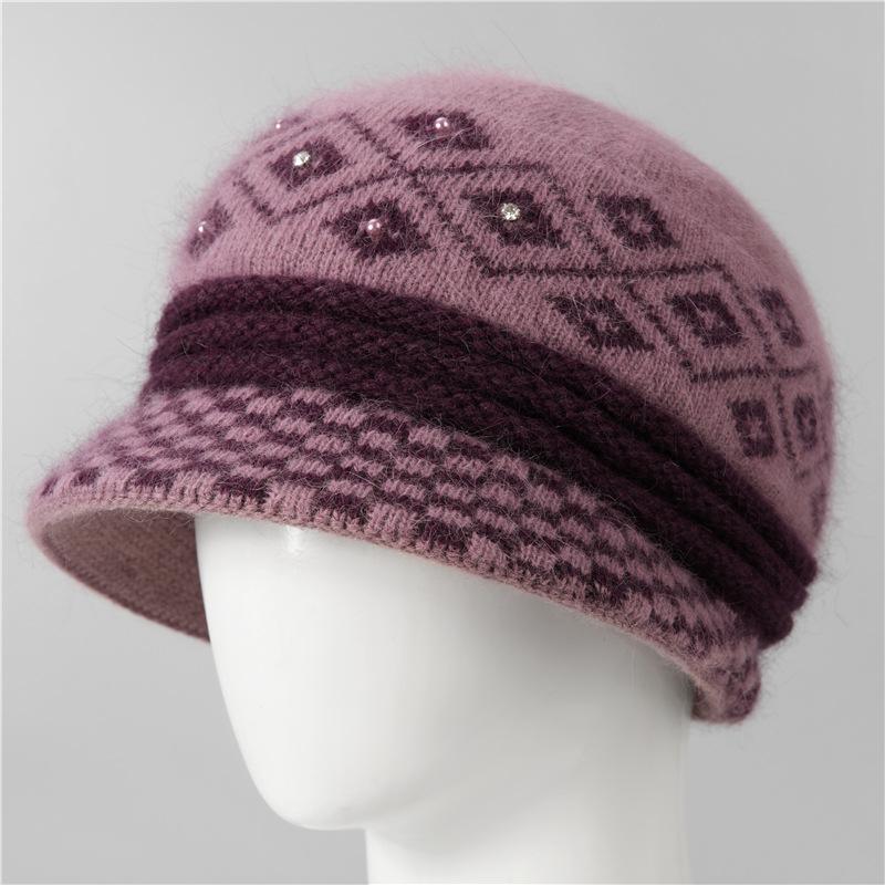 Hat women's autumn and winter warm thickened knitted wool hat cold basin hat