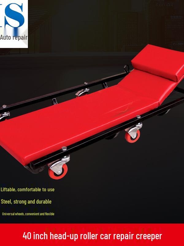 40-calowy poszerzony leżak warsztatowy z zagłówkiem i kółkami