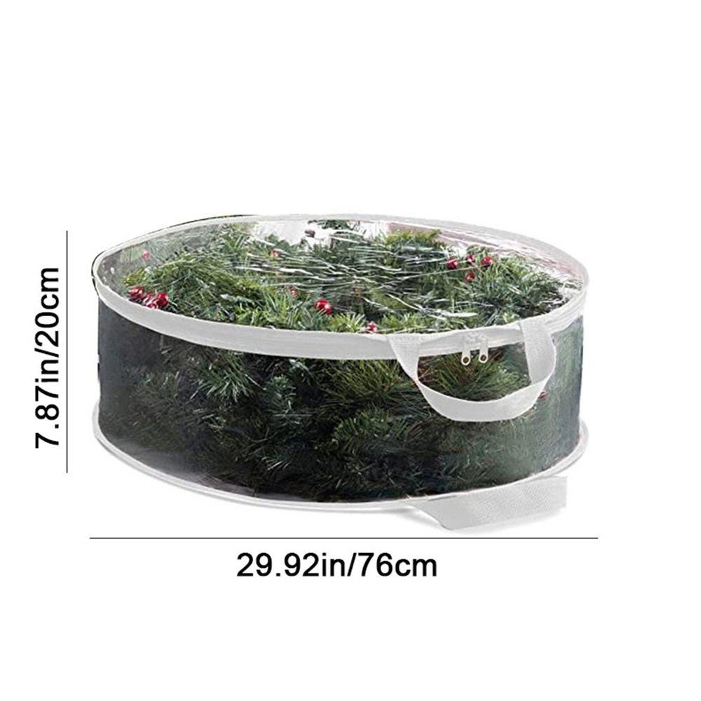 Round Wreath Storage Bag PVC Wreath Zippered Container Practical Garlands Storage Bag  for Home
