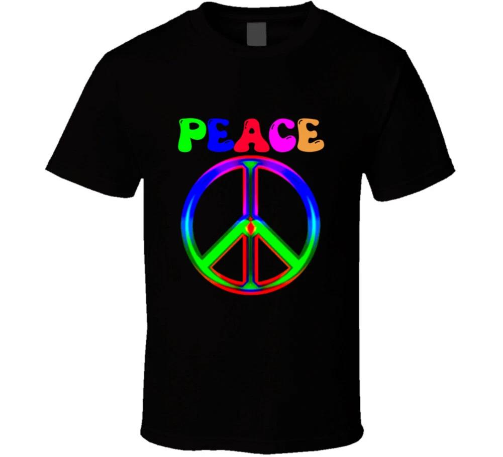 Peace Neon Peace Sign Retro Vintage Groovy Gift T Shirt 4XL