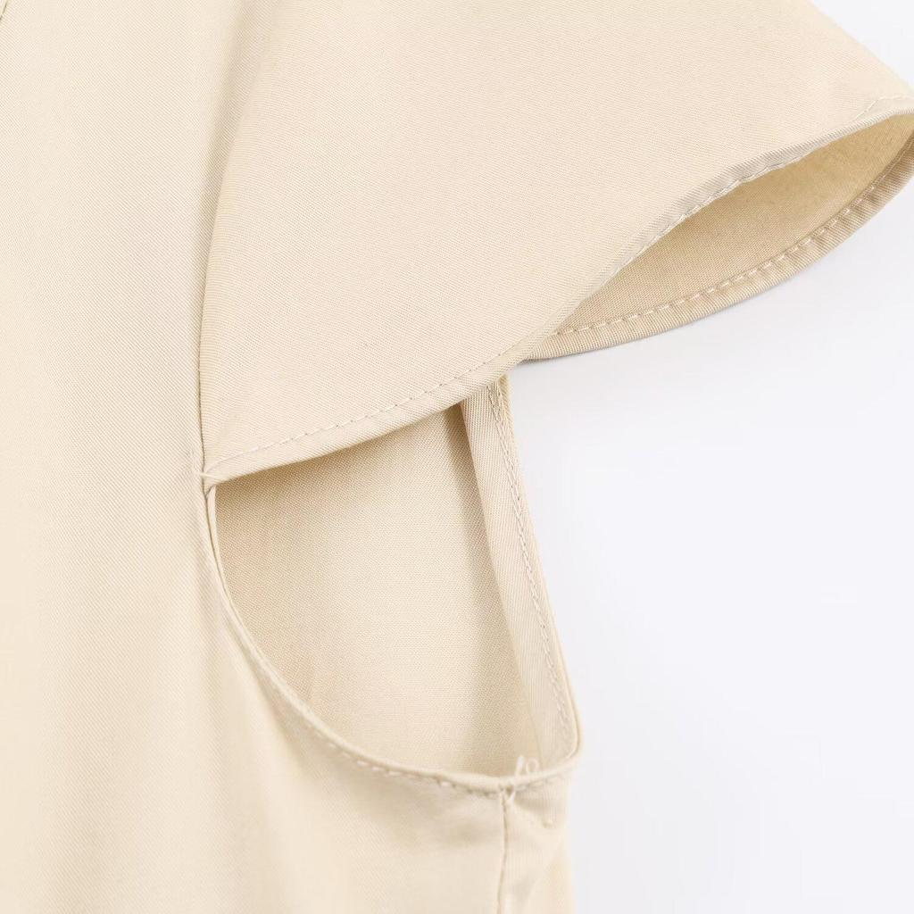 Spring 2026 New Women's European & American Style Mid-Length Loose Solid Color Short Sleeve Midi Dress