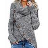 Suéter de punto con cinco botones oblicuos irregulares y manga larga con cuello alto nuevo de moda de otoño e invierno