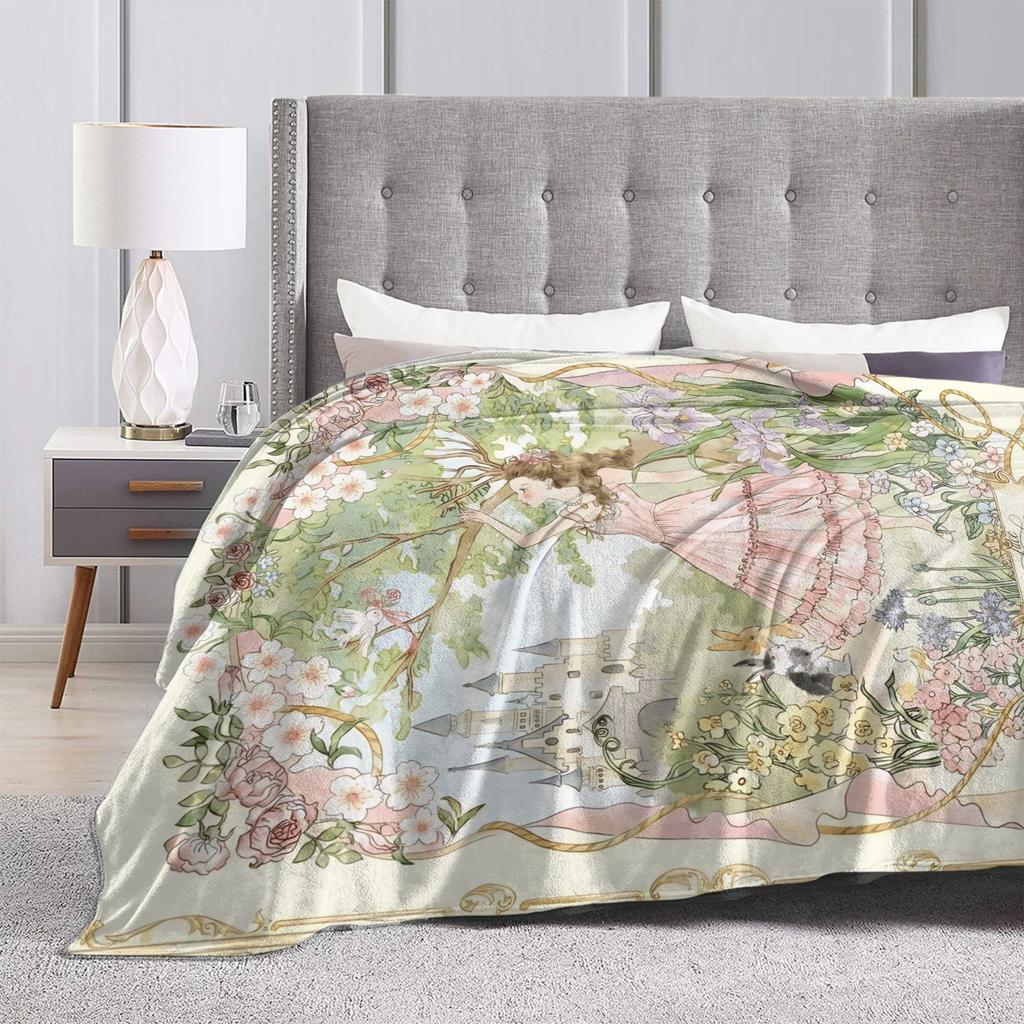 Border Painting Art Girl Blanket  Super Soft Novelty Plush Bedding Throws For Girls Boys Outdoor Flannel Bedspread Bed Cover