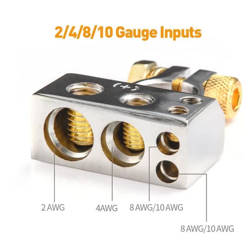 2pcs Positive Negative Car Battery Terminal Connectors With Covers Shims Modified Battery Joint Adapter Automotive Accessories