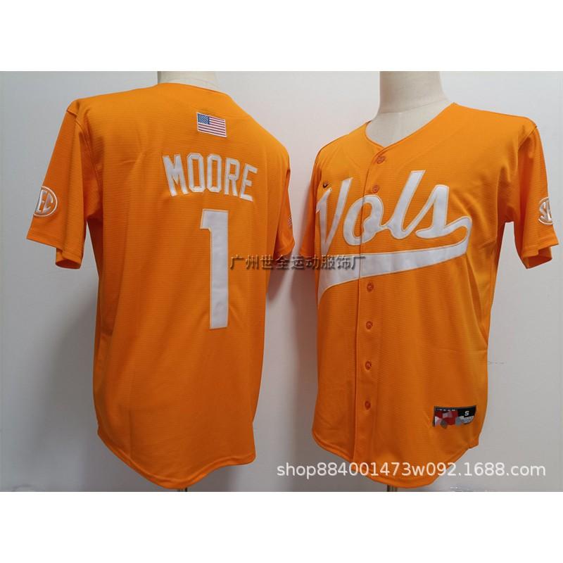 Tennessee Volunteers Baseball Jersey Unisex Cotton Blend Embroidered Fan Apparel Men Adult