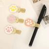Portable Metal Spring Pen Clip Cartoon Cat Claw Shape Pen Holder Bookmark Stationery
