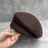Elegant Wool Beret Women'S Autumn And Winter Face Is Small And Versatile Fashionable Painter'S Hat Pleated Slanted Top Design Top Hat