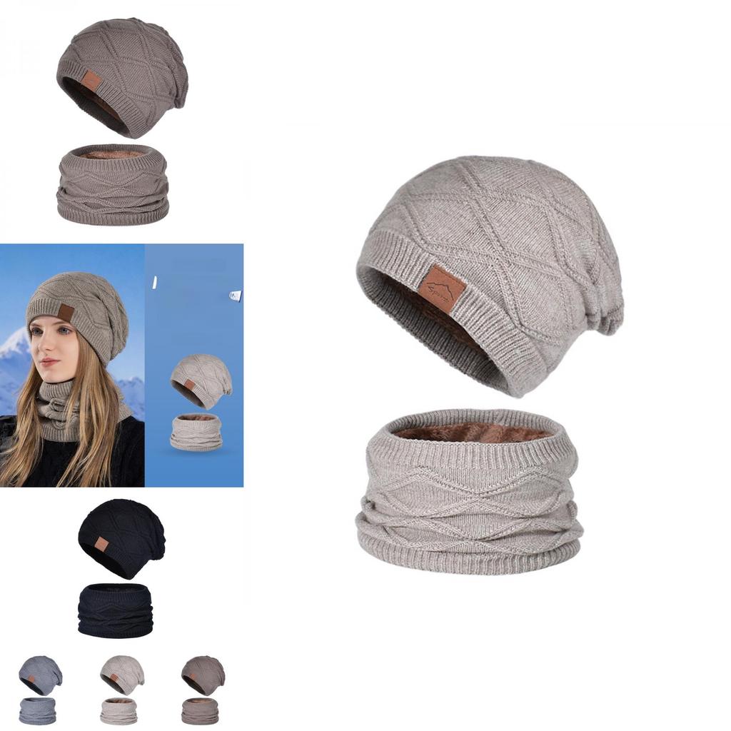 Knitted Winter Hat And Neck Warmer Set With Windproof Insulation For Men And Women