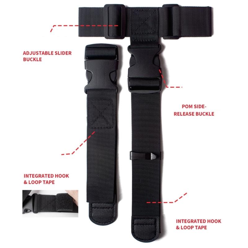3 In 1 Luggage Strap Set High Strength Polyester Travel Suitcase Connector For Secure Transport