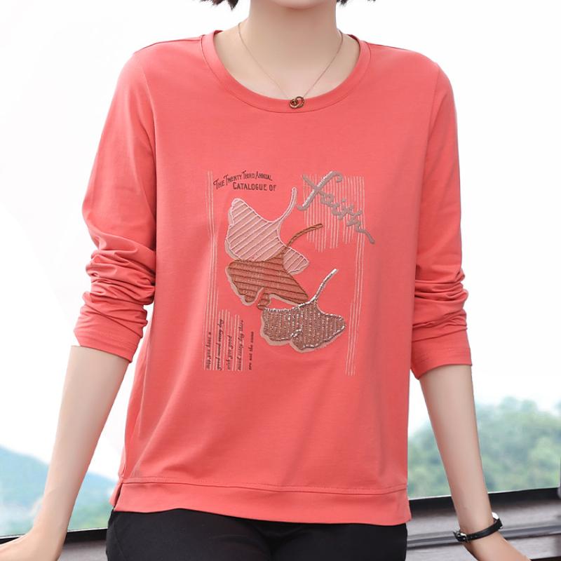 Tricou cu mâneci lungi pentru femei, de primăvară și toamnă, mărime mare, cămașă de dedesubt, bumbac pur, haine pentru femei